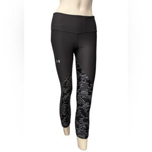 Under Armour Women’s HeatGear Crop Leggings Black Gray Pattern Compression M